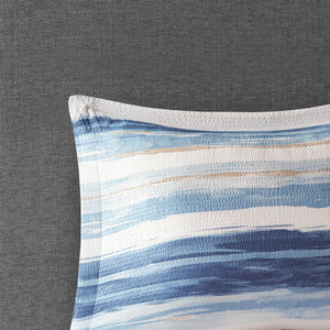 English Elm 8 Marina Seersucker Comforter & Quilt Set Full/Queen - Watercolor Stripe, Hypoallergenic, Layerable Blue 23.62 L x 18.9 W x 17.13 H B03597096