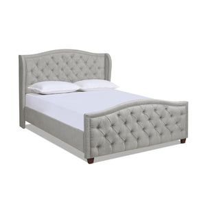 English Elm Fontana Wingback Upholstered Platform Bed Frame, Queen, Silver Grey Polyester