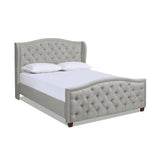 Fontana Wingback Upholstered Platform Bed Frame, Queen, Silver Grey Polyester