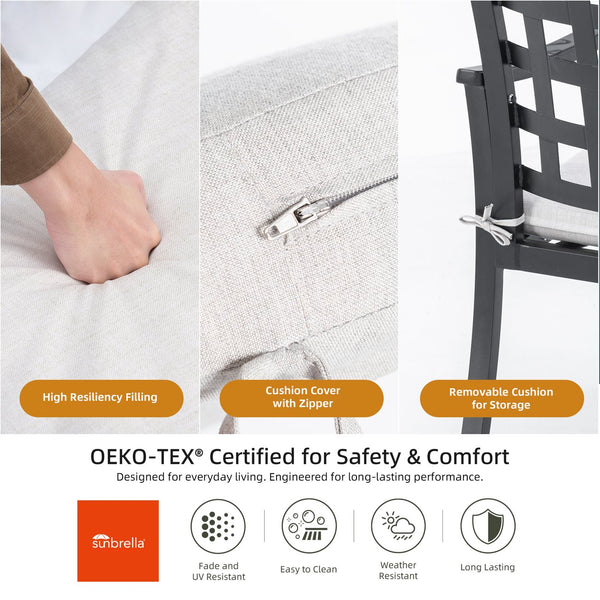 English Elm Modern Classic Cast Aluminum Outdoor Dining Chairs With Sunbrella Cushion – Stylish, Weather-Resistant! W1886P271053