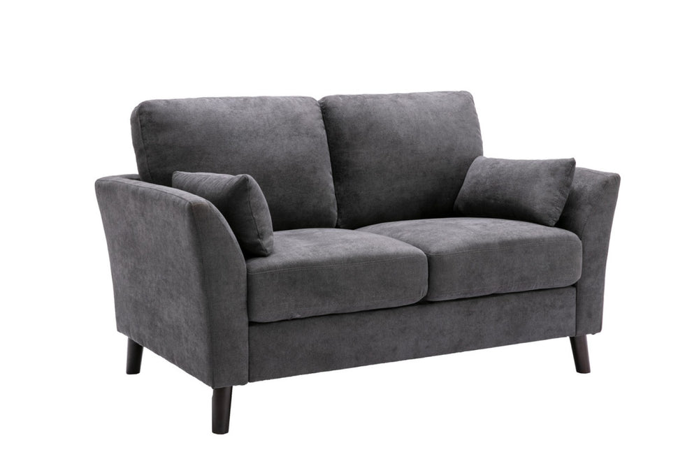 English Elm Damiano Woven Gray Fabric Loveseat with Solid Wood Legs and Pocket Coil Support B2749S00147