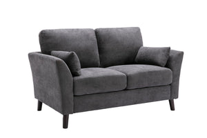 English Elm Damiano Woven Gray Fabric Loveseat with Solid Wood Legs and Pocket Coil Support B2749S00147