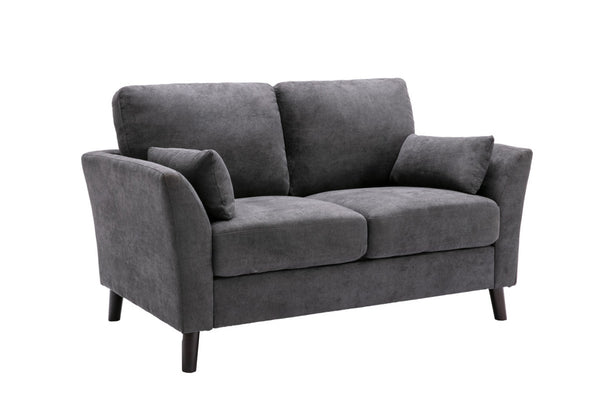 English Elm Damiano Woven Gray Fabric Loveseat with Solid Wood Legs and Pocket Coil Support B2749S00147