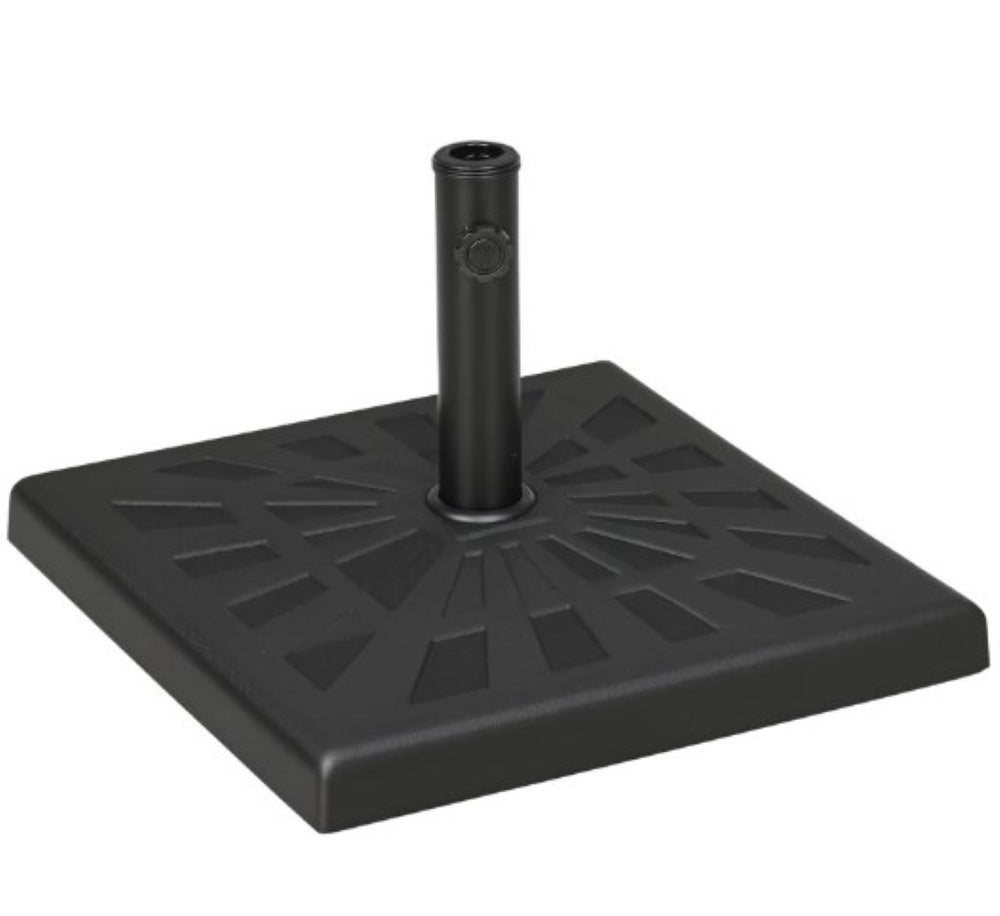English Elm Square Resin Patio Umbrella Base 42 Lb Cast Iron Core Matte Black Freestanding Stand T3971P427403