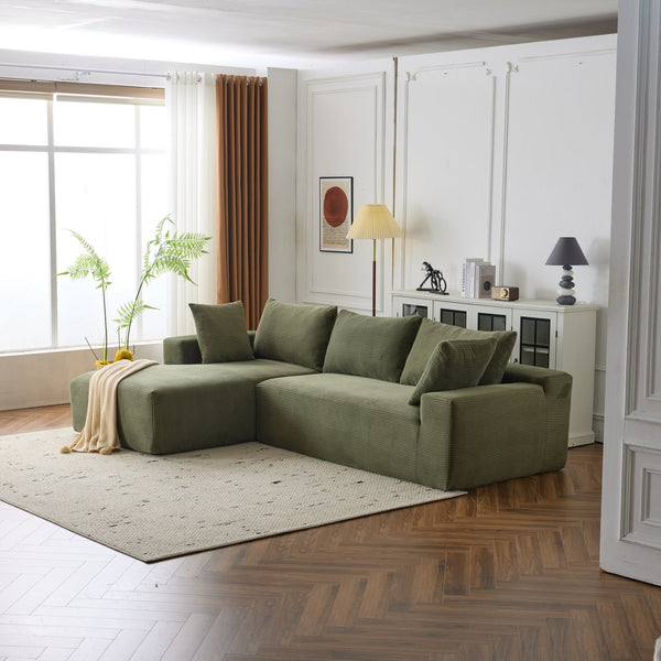 English Elm 108*68 Inch Extra Large Modular Cloud Sofa For 4 – Luxurious Green Corduroy, No Assembly Needed! W1829S00050