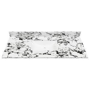 English Elm 49"x22" Sintered Stone Vanity Top with Undermount Ceramic Sink & Backsplash, Panda White, Durable Stain-Resistant Finish W509P362109