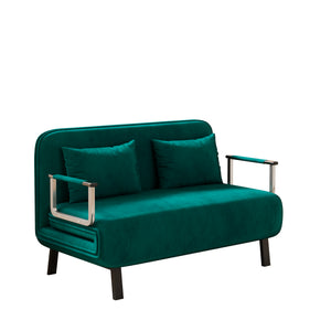 English Elm 39″ Convertible Chair Bed with Adjustable Backrest & Pillow, Steel-Frame Sleeper Chair for Small Spaces Comfortable Multifunctional Lounge Sofa Antique Green W1767P192816