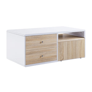 English Elm Rectangular Modern Coffee Table with Wood Top and Metal Frame, Two-Tone Finish for Stylish Living White B016P312977