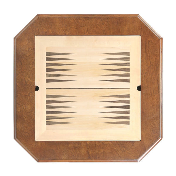 English Elm Galini Walnut Pedestal Game Table with Reversible Chess Checkers Backgammon Tray B2726P269303
