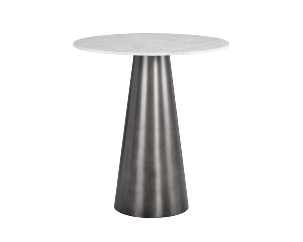 Sunpan Damon Bar Table - Stunning White Marble Top with Elegant Tapered Design for Modern Dining Spaces Gunmetal