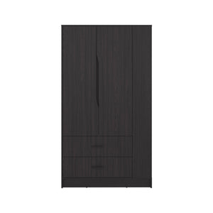 English Elm Dakota Modern Armoire in Kronos Wengue — Freestanding Double-Door Wardrobe with Rod & Shelves B070S00398