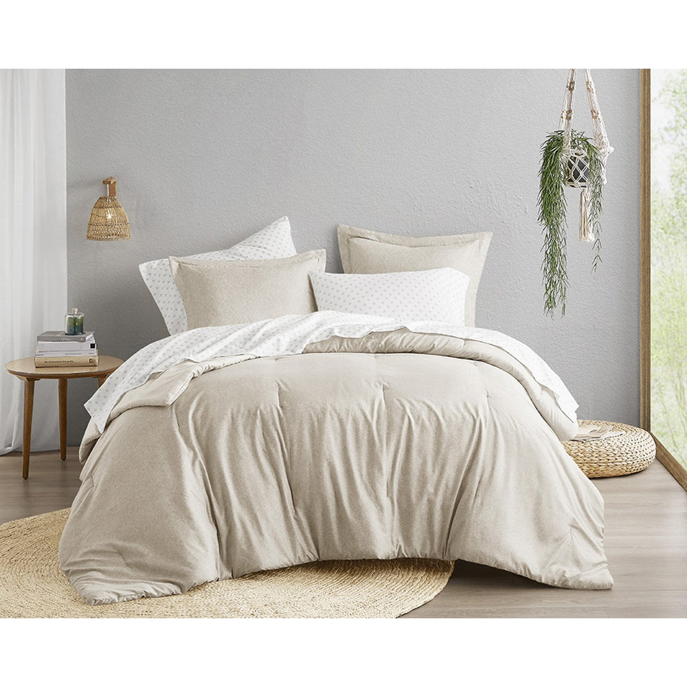 JLA Home Comfort Spaces - Chambray Microfiber Comforter Set with Breathable Chambray Print, Lightweight All-Season Warmth, Oeko-Tex Certified Gray AM10-0097