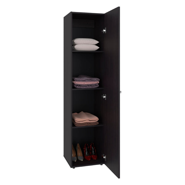 English Elm White Slim Particleboard Storage Cabinet with Four Shelves for Small Bedroom or Hallway B062P483766