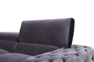 VIG Furniture Trisha Modern Grey Fabric Chair With Tufted Velour, Adjustable Headrests & Metal Legs For Comfort And Style VG2T-0766-CHR-GRY