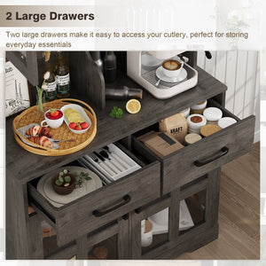 English Elm Pantry Hutch with Fluted Mdf Panels Charging Station Pegboard and Open Shelving T3773P416041