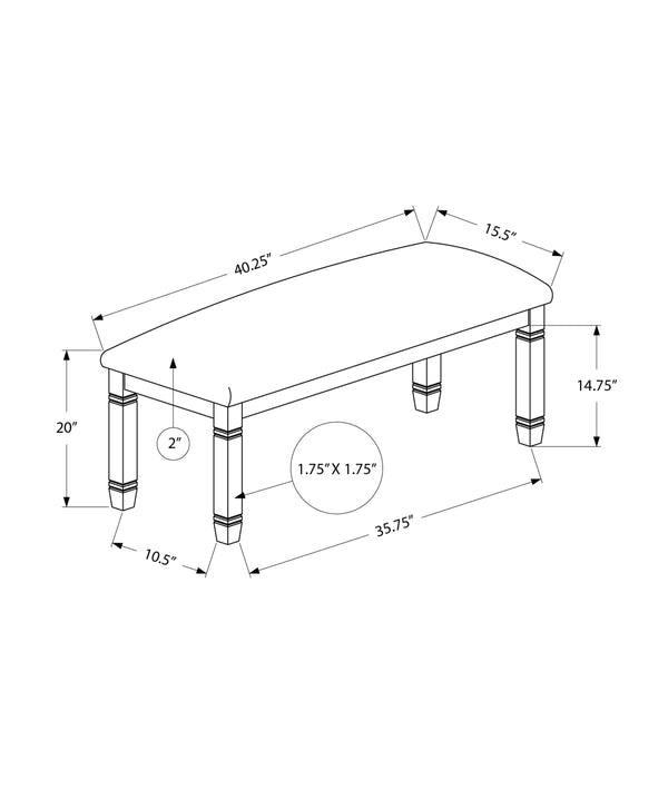 English Elm Bench, 41" Rectangular Upholstered Seat with Solid Wood Legs, Transitional Entryway & Dining Accent Grey 43 L x 17 W x 7 H B2710P287005