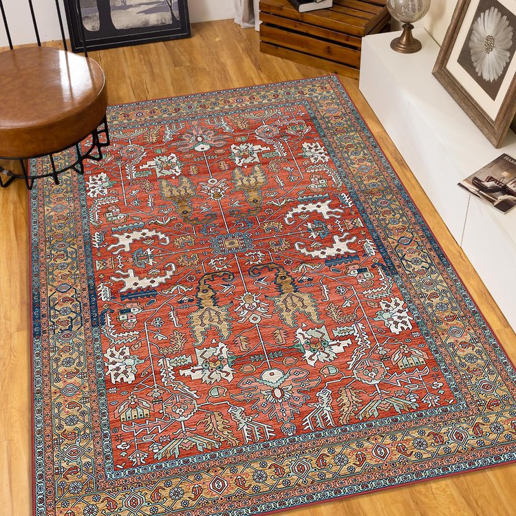 English Elm Area Rug 6X9 Vintage Bohemia Non-Slip Washable Design For Living Room, Kitchen & Bedroom Decor W2907P265114