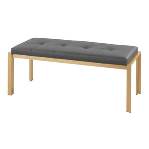 English Elm Contemporary Gold Frame Upholstered Bench Padded Faux Leather Seat for Entryway B202S01158