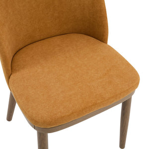 English Elm Dining Chair Set of 2 Mid-century Walnut Wood Frame Upholstered Seat and Back Ginger N771P237036R