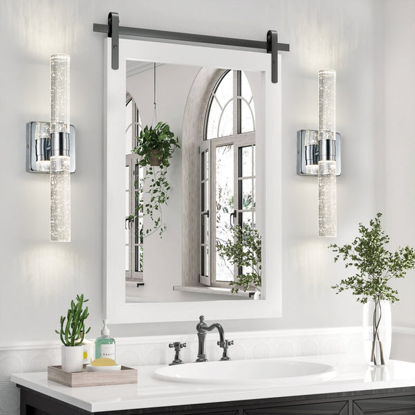 English Elm 17"(H) Contemporary Bubble Crystal Wall Light 2-Light Sconce with LED 4000K 1000lm Iron Fixture Chrome W2312P374975