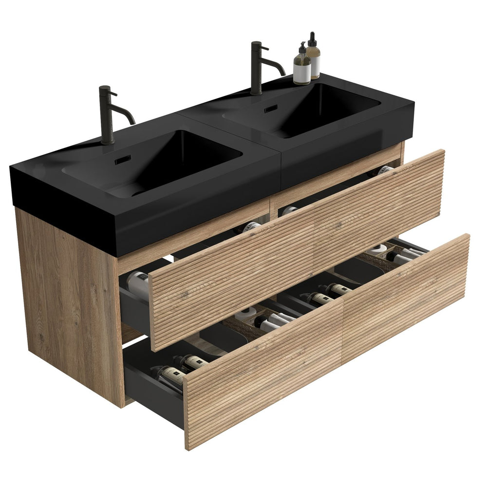 English Elm Grace 48'' Floating Bathroom Vanity With Matte Black Sink & Soft-Close Drawers For Modern Elegance W1865S00167