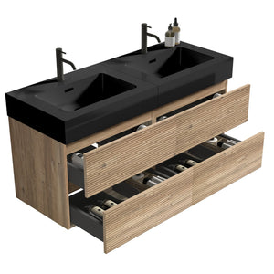 English Elm Grace 48'' Floating Bathroom Vanity With Matte Black Sink & Soft-Close Drawers For Modern Elegance W1865S00167