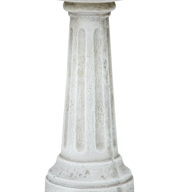 English Elm Polyresin Pedestal Birdbath with Faux Stone Finish for Garden Patio Outdoor Use N772P450050W