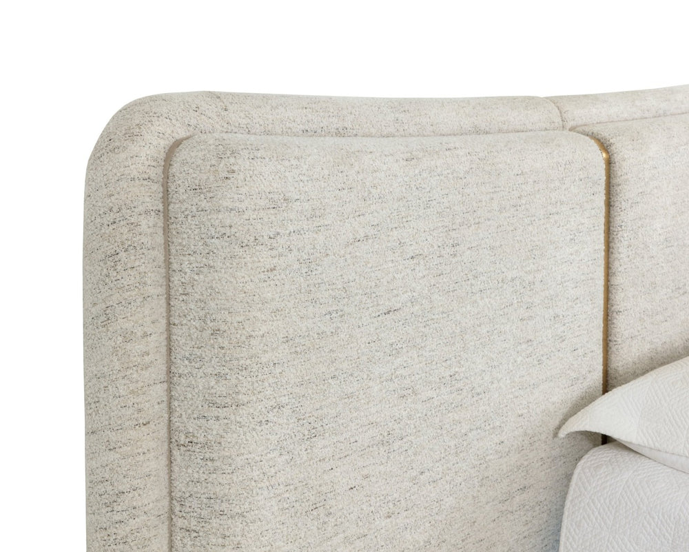 Sunpan CLARIMOND Bed - King Size - Sculptural Elegance with Luxe Boucle Upholstery and Gold Accents 112318