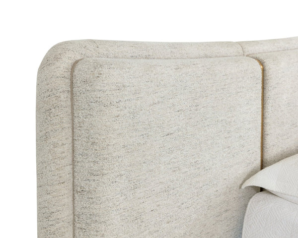 Sunpan CLARIMOND Bed - King Size - Sculptural Elegance with Luxe Boucle Upholstery and Gold Accents 112318