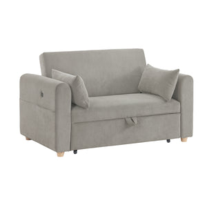 English Elm Corduroy Convertible Sleeper Loveseat with USB Charging, Magazine Pockets, Plush Pillows & Space-Saving Design Gray B016P405886