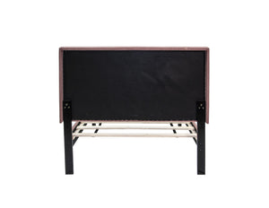 English Elm 1pc Full Upholstered Bed Blush Linen Channel Tufted Adjustable Headboard Slat Frame B011P415834