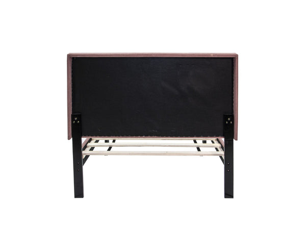 English Elm 1pc Full Upholstered Bed Blush Linen Channel Tufted Adjustable Headboard Slat Frame B011P415834