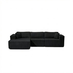English Elm Modular Cloud Sectional with Deep Lounge Seat Corduroy Upholstered L-shape Living Room Sofa W1919S00006