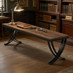 English Elm Computer Desk Two Person Wood Grain Workstation with Drawers for Shared Home Office T3971P453663