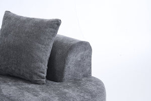 English Elm Crescent-shaped Chenille Loveseat Low Profile Curved Sofa for Modern Living Rooms Grey W5188P450353