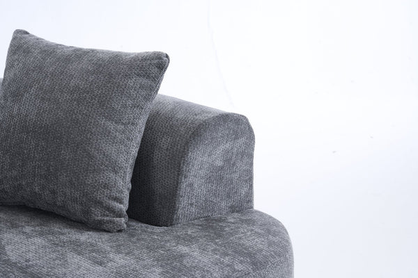 English Elm Crescent-shaped Chenille Loveseat Low Profile Curved Sofa for Modern Living Rooms Grey W5188P450353
