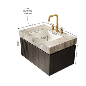 English Elm Muri Floating Bathroom Vanity Sintered Stone Top Oak Veneer Plywood Cabinet W2615S00599