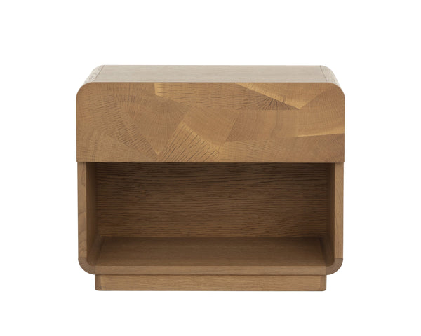 Sunpan Fauna Nightstand: Solid Oak Wood Craftsmanship With Unique Oyster-cut Mosaic Design For Every Bedroom Brown Wood 111792