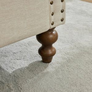 English Elm 75.2'' Chenille Upholstered Daybed Chaise with Nailhead Trim and Rubberwood Legs Beige W3188S00056