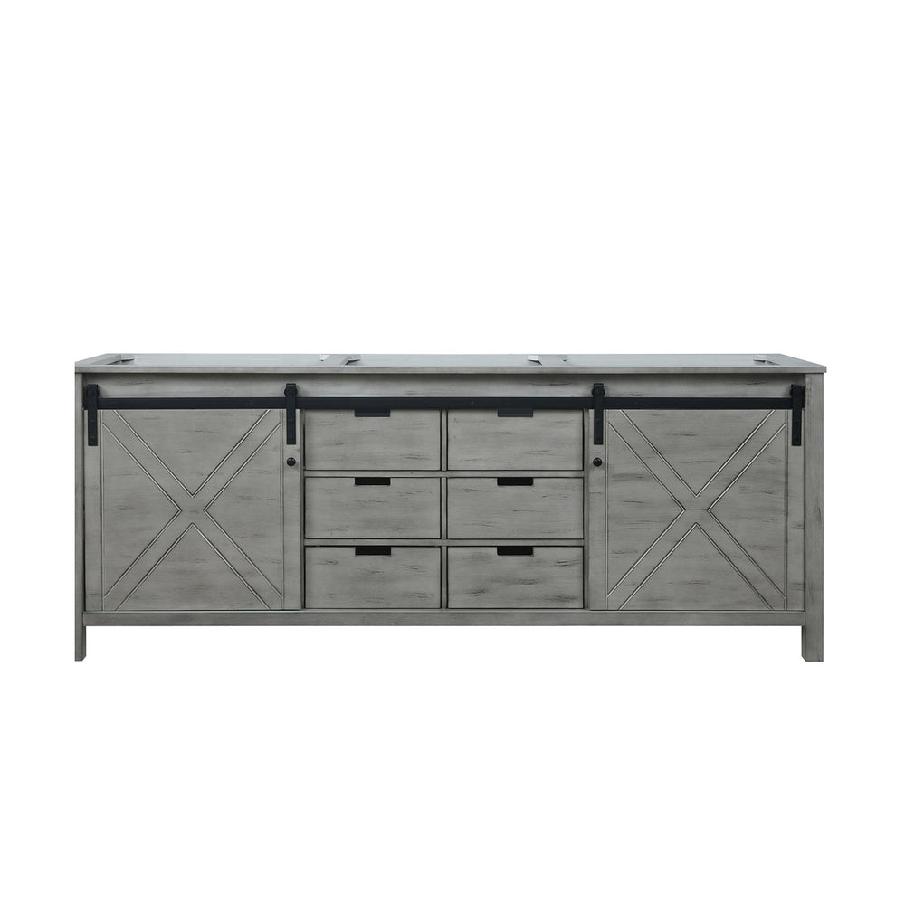 English Elm Ash Grey Double Bath Vanity - 84" W Modern Design With Ample Storage & Soft-Close Drawers B2731P260091