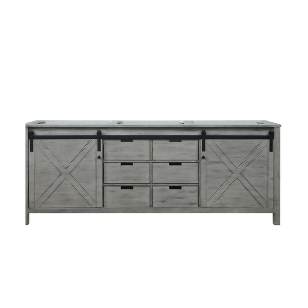 English Elm Ash Grey Double Bath Vanity - 84" W Modern Design With Ample Storage & Soft-Close Drawers B2731P260091