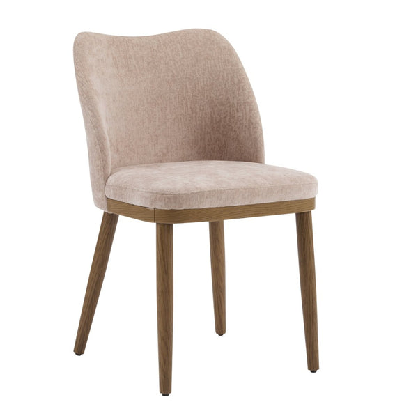 English Elm Dining Chair Set of 2 Mid-century Walnut Wood Frame Upholstered Seat and Back Apricot Cream N771P237036V