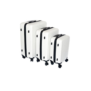 English Elm 2025 Hardshell Abs Luggage Set with Spinner Wheels and Built-in Lock for Secure Travel White W2710P459013