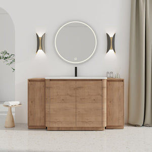 English Elm 64'' Freestanding Bathroom Vanity Oak Melamine Plywood with Ceramic Sink Soft Close W999S00515