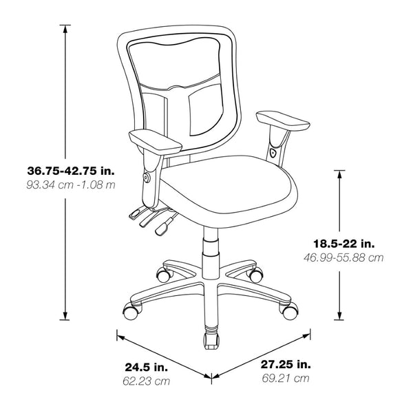 OSP Home Furnishings Progrid® Ergonomic High Back Office Chair with Lumbar Support and Adjustable Arms 98346