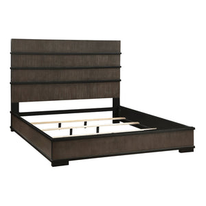English Elm Two-tone Oak Veneer Queen Bed with Led Headboard for Modern Industrial Bedroom B011S01411