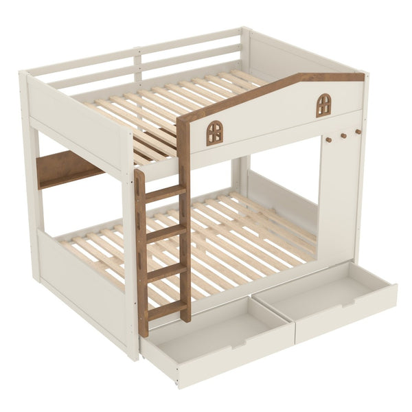 English Elm Twin Xl Solid Pine Loft Bed with Built-in Led Lighting and Storage Shelves W1580S00390