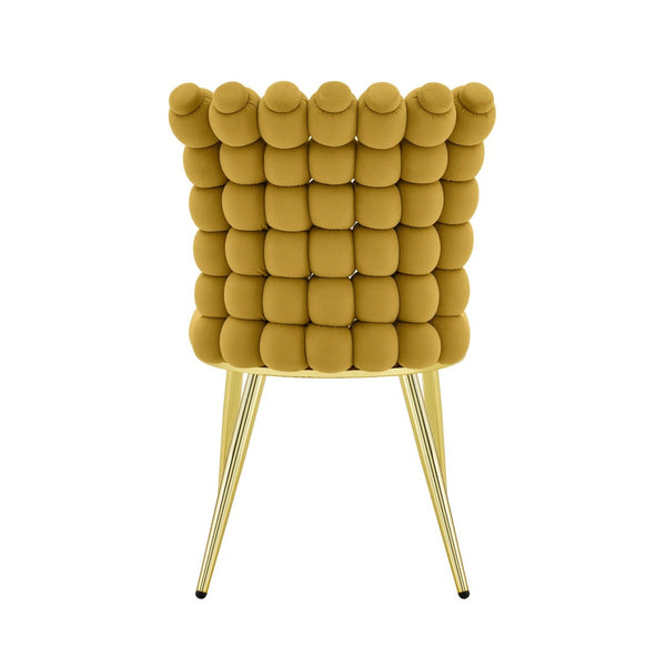 English Elm Ergonomic Velvet Accent Chair Tufted Bubble Weave Gold Legs Glam Seating W3875P446138