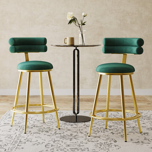 Christopher Knight Home® - Noble House - - 27.65'' Modern Counter Stools Set Of 2,Dark Green Velvet Counter Stools With Iron Frame,Soft Back And Cushion,Footrest,Suitable For Kitchen/Bedroom/Dining Room