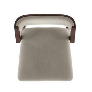 English Elm Patricia Velvet Upholstered Barstool with Dark Walnut Frame, Gold Footrest Accent, Commercial Grade Linen B365P398049